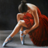 RED SWAN - 90x90 cm - oil on canvas